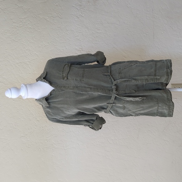 Dear John Army Devon Green Denim Belted Long Sleeve Utility Romper Size XS - Picture 4 of 11